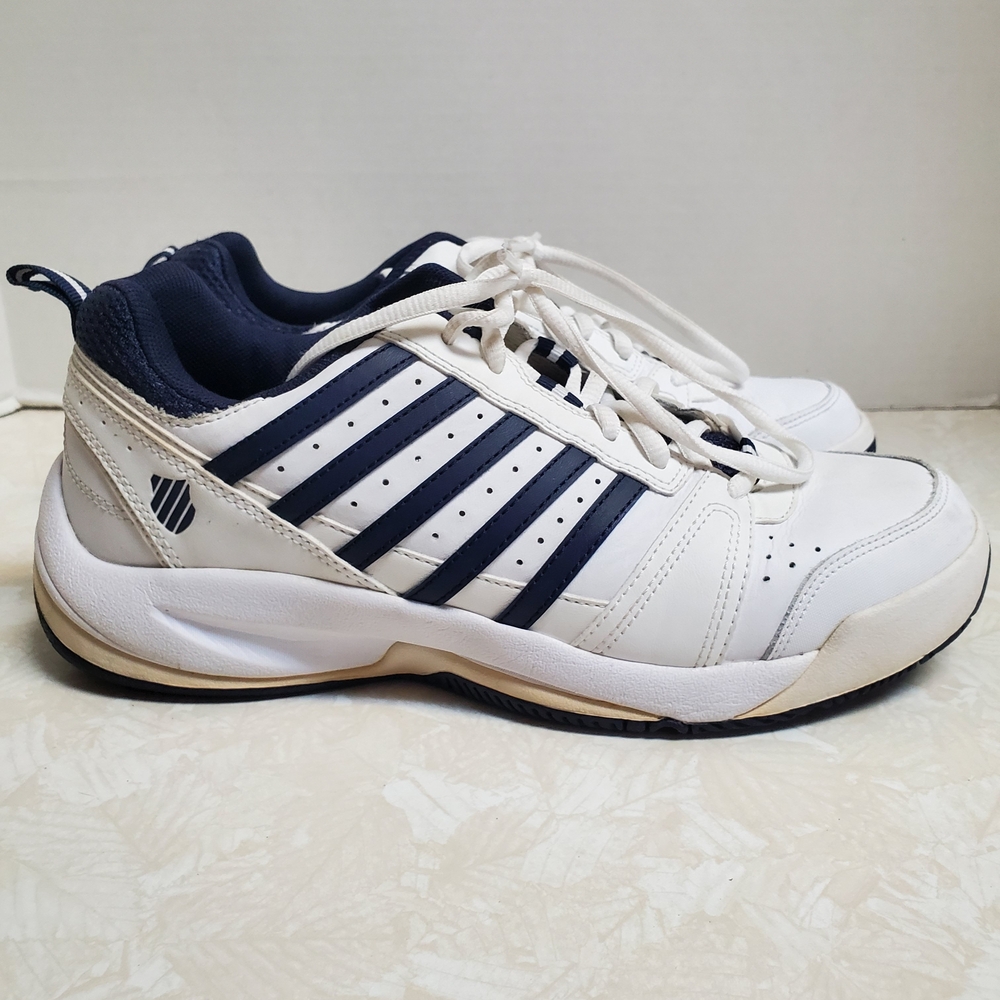 K Swiss Men's White and Navy Athletic Shoes